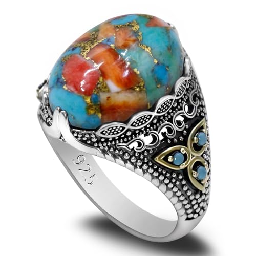Artever S925 Sterling Silver Men's Gem Ring Fashion Ring Türkiye Style