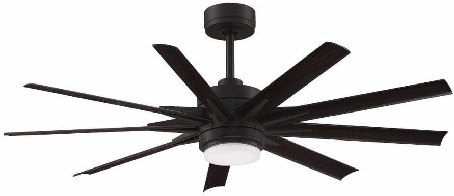 Odyn Custom - 9 Blade Ceiling Fan with Light Kit-22.64 Inches Tall and 56 Inches Wide-Dark Bronze Finish-Dark Walnut Bla