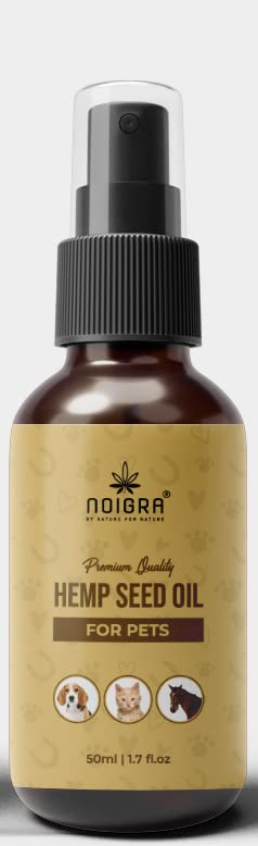 Noigra® Hemp Seed Oil For Dogs Cats | Omega 3,6,9 Rich , anti-inflamatory & Pain Relief , Pet-Care All-in-one | 100% Natural & Organic | Pet Joints Support | Stress Calming Massage Oil – Skin Coat | Allergies Care Herbal Extract 50 ML.