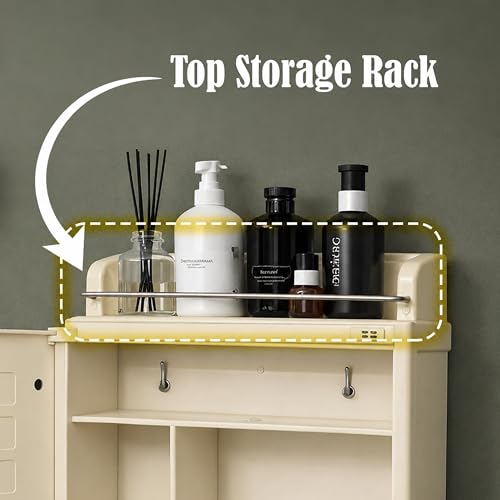 Image of JD FRESH Unbreakable Bathroom Cabinet with Mirror /Wall Mount Mirror Cabinet for Wash Basin /Bathroom Organizer Cabinet /Multipurpose Wall Storage Organizer /Decorative Prime Look (Ivory)