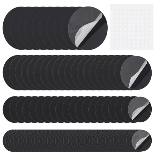 FINGERINSPIRE 140 lastre acriliche con cerchi neri 2.5/3/4/5 cm, base in miniatura in acrilico con cuscinetti adesivi su entrambi i lati, base rotonda in acrilico, festival, fai da te