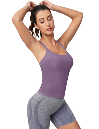 Image of MathCat Workout Tank Tops for Women with Built in Bra, Sleeveless Gym Tops Seamless Racerback Athletic Yoga Shirts