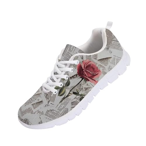 Forchrinse Womens Athletic Shoes Fashion Lace-up Walking Sneakers Breathable Mesh Slip on Running Shoes Tennis Footwear