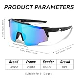 LOJUDI Sports Kids Sunglasses Boys Girls - Cycling Childrens Sunglasses for UV400 Protection-Blue Mirrored - Image 5