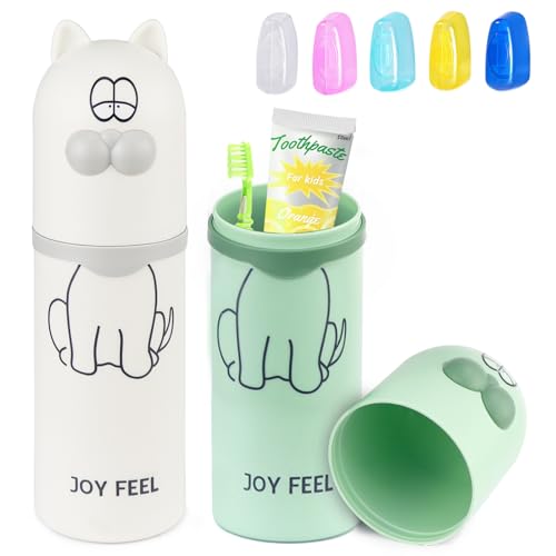 XUHN Estuche Cepillo Dientes y Pasta, Estuche para Cepillo Dientes, 2 Piezas Caja de Cepillo Dientes Viaje, Portátil Vaso Cepillo Dientes Viaje para Camping, Viajes, Casa, Escuela