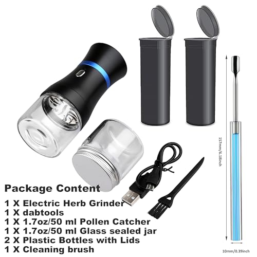 Compact Spacenight Electric Herb Grinder for Flower Buds, USB Rechargeable, 2x 1.7oz Glass Herb Chambers - Perfect for Daily Use - Image 5