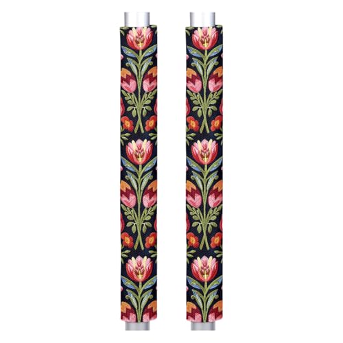 Image of Pardick Refrigerator Door Handle Covers Set of 2 Red Flower Floral Washable Fridge Dishwasher Mocrowave Oven Stove Decor Protector Handle Cover Keep Kitchen Appliance Clean from Food Stains Decorate