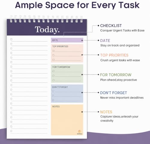 Image of AccuPrints (7 x 10 inch To Do List Notepad - Daily Planner Undated 50 Sheets /100 Pages | Planning Memo Pad | Checklist Productivity Note Pad for Work and Personal Organized