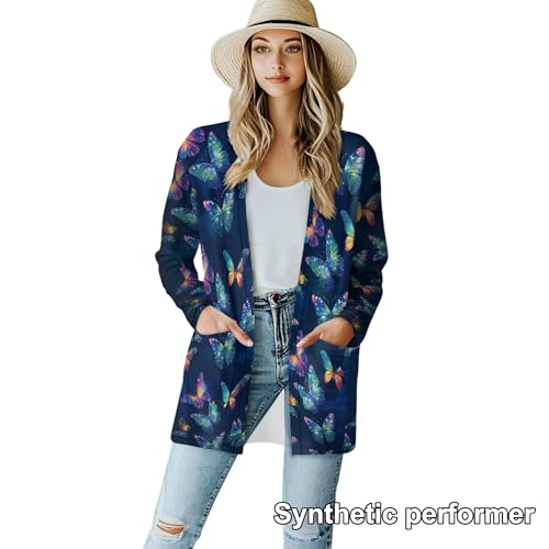 Image of Cardigan Sweaters for Women Long Sleeve Cardigan Soft Drape Open Front Fall Dusters V-Neck Jackets Dressy Loose Coat