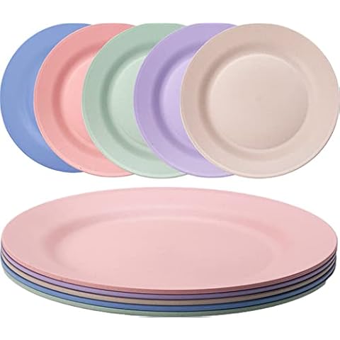 Orrdiffi Platos Plastico Duro Reutilizables 5 Colores Cover