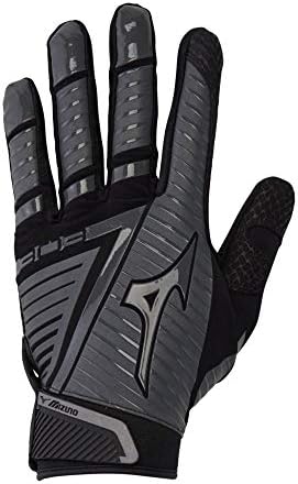Mizuno B-303 Adult Baseball Batting Glove, Black-Charcoal, Small
