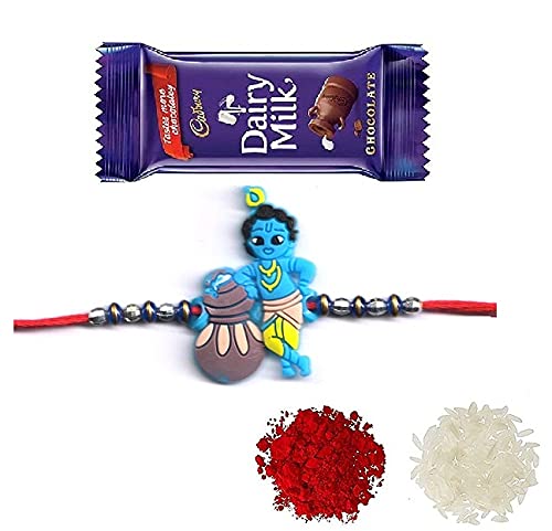 VR Creatives Kids Bal Krishna Rakhi Family rakshabandhan Rakhi Combo Set with 1 Chocolate for Brother,12 g