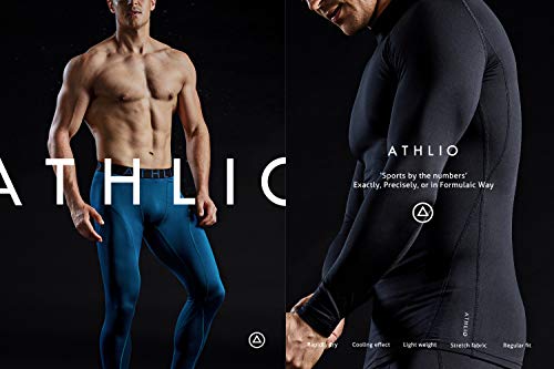 ATHLIO Men's Thermal Long Sleeve Compression Shirts, Winter Gear Sports Base Layer Top, Athletic Running T-Shirt, 3pack(lyd03) - Black/Charcoal/White, Medium