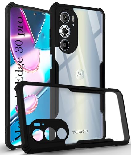 Image of Jkobi Back Cover Case for Motorola Moto Edge 30 Pro (Shockproof with Polycarbonate Clear Panel | Professional Black)