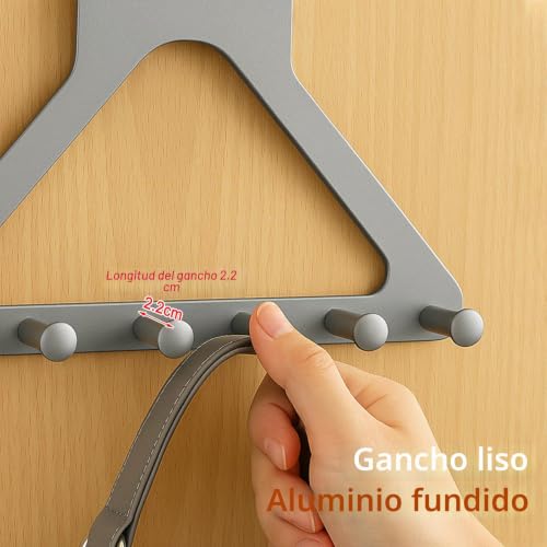 Miniatura 4 de Yesent Gancho De Metal Gris Para Colgar Sobre La Puerta, Con Forma Triangular Integrada, 6 Ganchos, Ideal Para Ropa, Sombreros, Perchas, Bolsos, Toallas Y Llaves.