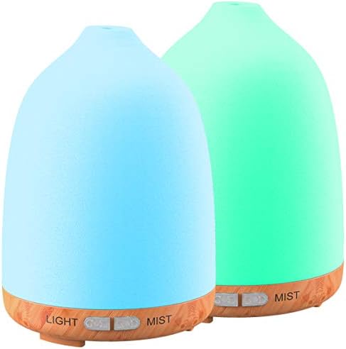 2PACK Essential Oil Diffuser, Ms Kelly 120ml Aromatherapy Diffuser With Auto Shut-off,Ultrasonic Cool Mist Humidifier, 7 Colorful LED Lights for Office, Bedroom, Spa, Yoga, Baby Room
