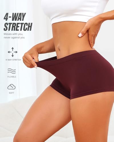 Image of Womens Boyshorts Underwear Seamless Boxer Briefs Full Coverage Soft Stretch Boxer Shorts For Women 4 Pack