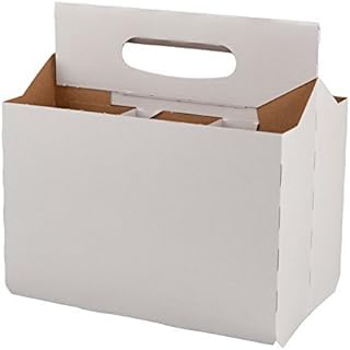 Six Pack Bottle White Cardboard Carrier Boxes for 12oz Glass Beer or Soda Bottles (Pack of 24)