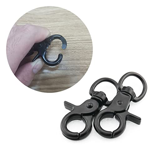 Image of 2pcs Snap Hook Zinc Alloy 60mm Black Key Chain Door Lock Pets Cage Hook Belt Clip for Any Suitable Cage, Dog Traction Rope (Pack of 2)