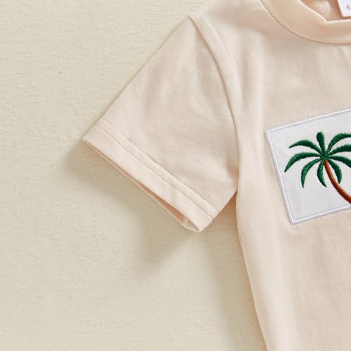 Toddler Baby Boy Summer Clothes Tree/Duck/Shark Short Sleeve Embroidery T-shirt Striped Shorts Set 2 Piece Outfit4