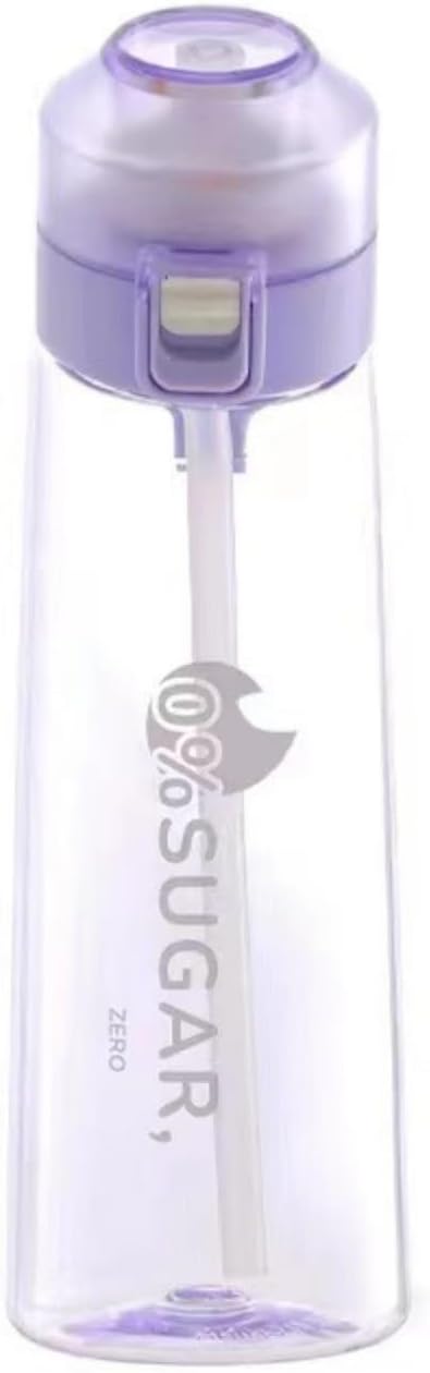 Water Bottle with Flavor Pods,Fruit Fragrance Water Bottle,Scent Water Cup,Sports Water Cup Suitable for Outdoor Sports (Green Apple, Citrus, Strawberry, Banana, Cranberry, Purple)