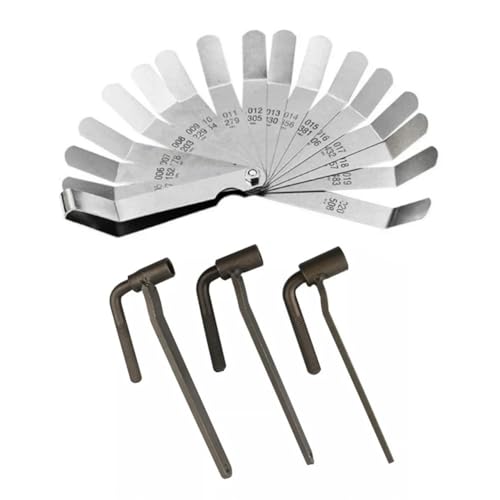 NiuLumea Kit de herramientas de ajuste de válvula de motor de motocicleta con medidor de 16 cuchillas (0.-0.020 pulgadas) y llaves de ajuste de holgura de válvula