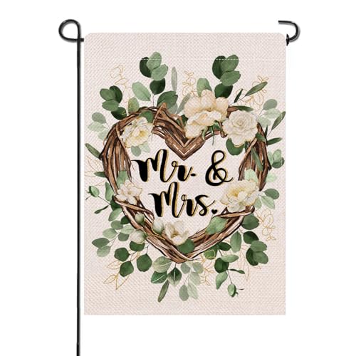 Artofy Mr. and Mrs. Just Married Small Decorative Garden Flag,...