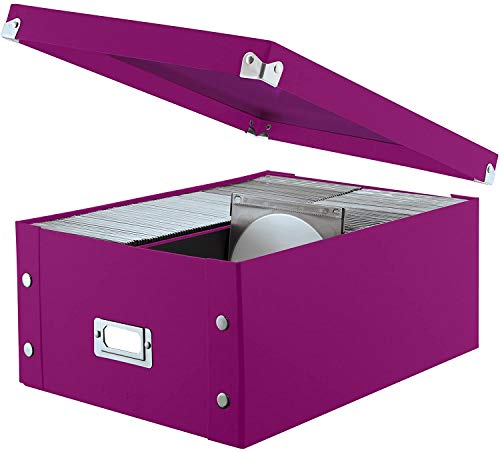 Snap-N-Store DVD & CD Storage Box - Pack of 1 Double Wide Boxes/Box - 6.1" x 10.5" x 14", Stores up to 330 Discs - Berry