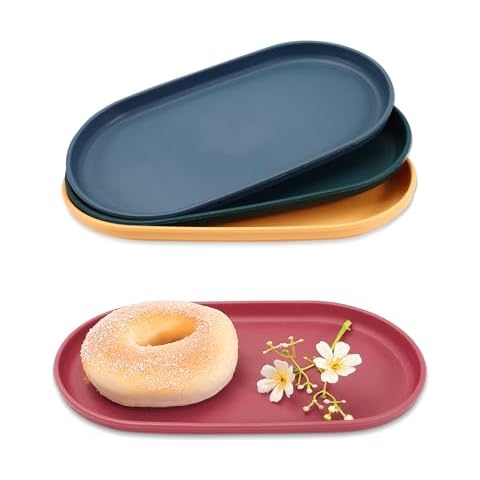 Sekonow 4Pcs Colourful Oval Serving Trays Cover