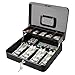 Jssmst Large Cash Box with Lock - 2017 New Metal Money Box 100% Safe, 11.8L x 9.5W x 3.5H Inches, Black, SM-CB0501L