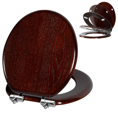 Angel Shield ROUND Toilet Seat Wood 16.5"(Dark Walnut)