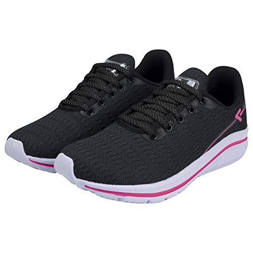 Tênis Feminino Casual Sapatênis Flat Eleganteria Tamanho:37;Cor:Preto Pink
