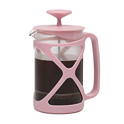 Primula Tempo French Press Premium Filtration with No Grounds Heat Resistant Borosilicate Glass Cotton Candy Pink 24 oz