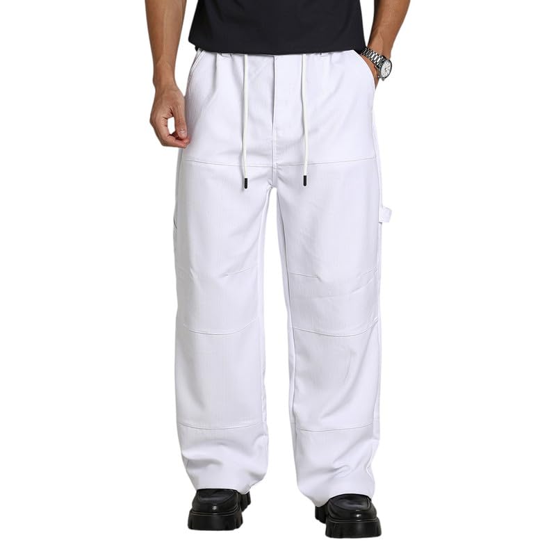 Image of CAHOOT Men's Cargo Trousers for Casual Wear | Mid-Rise | Relaxed Fit | Button Closure | Cargo Pants Crafted with Comfort Fit for Everyday Wear