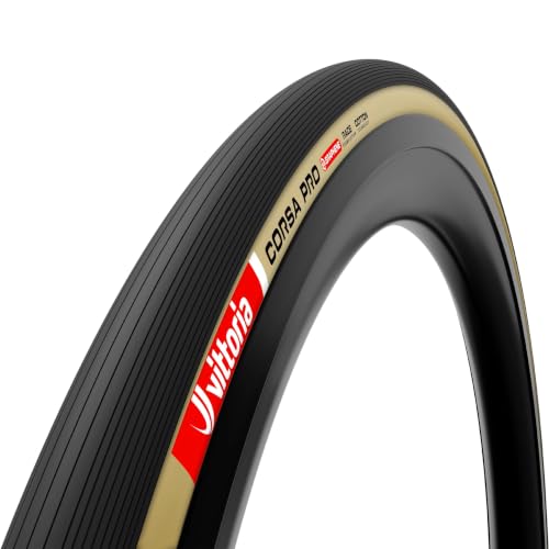 Vittoria Corsa Pro Tubeless-Ready Road Bike Tire Graphene + Silica Compound High-Performance Racing Tire (700x24c Tan)