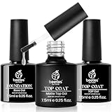 Beetles Gel Top Coat Base Coat Set for Gel Nail Polish, 3Pcs No Wipe Base Matte & Shiny Top Coat, Long Lasting High Gloss and Matte Effects Soak off Uv Led DIY for Women