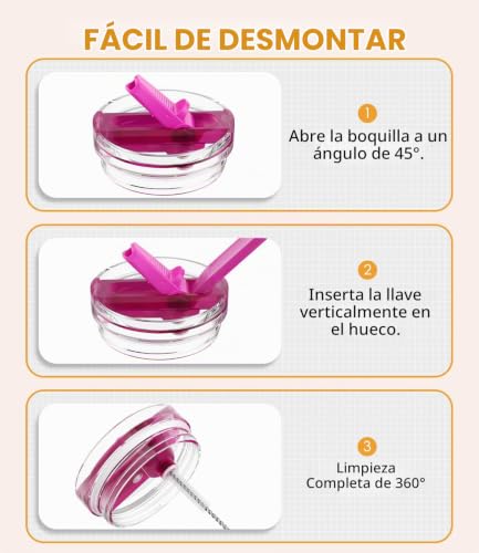 Miniatura 6 de Cloudvalley 2 Unidades Tapa Prueba Fugas Para Stanley Cup 30 Oz Accesorios, Anti Goteo Reemplazo Con Paja Plegable, Desmontable Y Fácil De Limpiar Cover Protección Reutilizable De Pc Prueba, Rosa