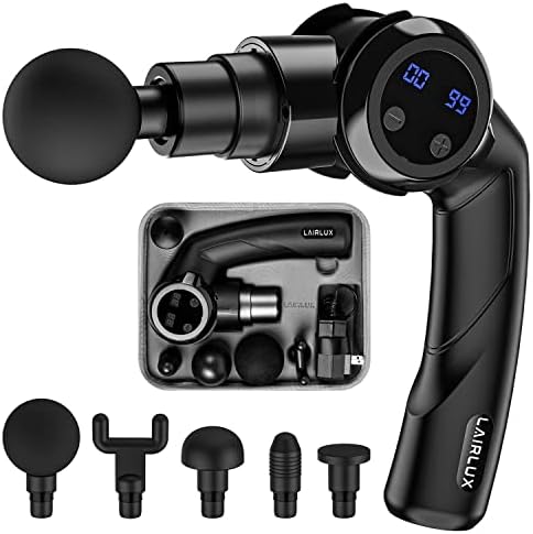 LAIRLUX All-New Massage Gun|Percussion Massage Gun Deep Tissue|Muscle Massage Gun for Athletes|with Rotating Arm EM-18 Pro (Black)
