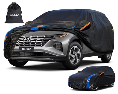 Image of Custom Fit SUV Car Cover for Hyundai Tucson (2004-2026), Upgraded Waterproof All Weather Outdoor Auto Cover with Driver Door Zipper & Mirror Pockets, UV /Snow /Dust Protection