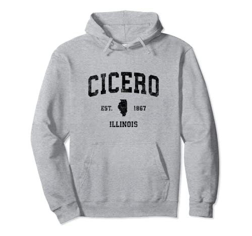 Cicero Illinois IL Vintage Sports Design Negro Print Sudadera con Capucha