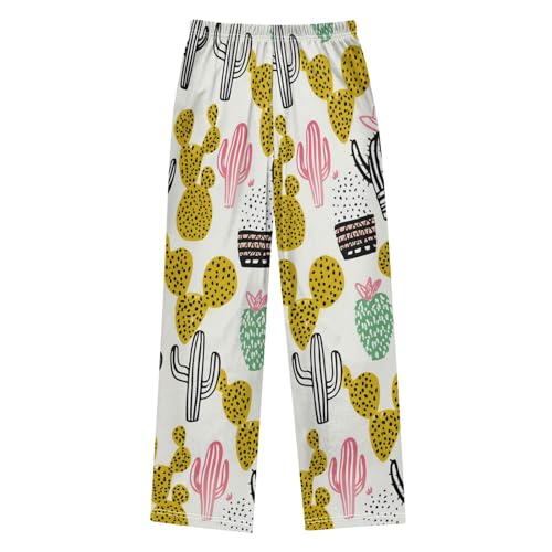 J JOYSAY Cactus Plant Drawing Cream Pajamas Pants Soft Long Pajama Bottoms Lounge Sleep Pants Size S-XL2