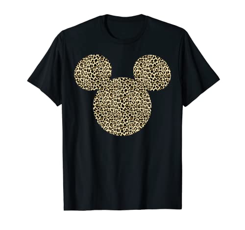 Disney Mickey Mouse Cheetah Print Silhouette Fill T-Shirt