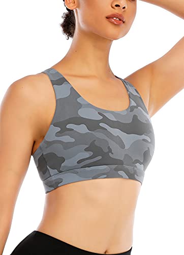 Running Girl Sports Bra For Women, Criss-Cross Back Padded Strappy Sports Bras Medium Support Yoga Bra With Removable Cups (2575-Camo Blue, Xxl) #TOP1