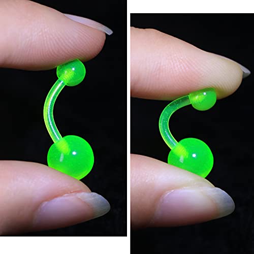Cm Crareesi Mania 10Pieces Belly Button Rings Glow In The Dark Belly Rings 14G Acrylic Flexible Banana Barbells Colorful Navel Piercing Jewellery Navel Bars #TOP5