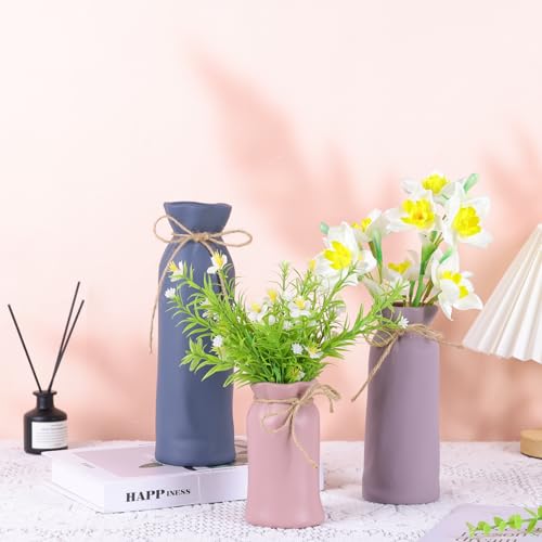 Purple-Pink-Blue-Ceramic-Set-of-3-Pottery-Vase-Neutral-Rustic-Vases-Home-Decor-Modern-Farmhouse-Table-Centerpiece-Small-Ceramic-Vase-for-Kitchen-Above-Cabinet-Shelves-Bookshelf-Decor Purple Pink Blue Ceramic Set of 3 Pottery Vase Neutral Rustic Vases Home Decor Modern Farmhouse Table Centerpiece Small Ceramic Vase for Kitchen Above Cabinet Shelves Bookshelf Decor