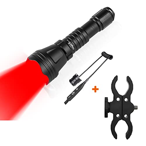 Image of KL52 Zoomable Hunting Flashlight Red Coyote Light Focus Adjustable Predator Varmint Lights with Stepless Dimming Pressure Switch, Quick Release Mount