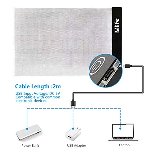 Mlife Diamond Painting A4 LED Light Pad - Dimmable Light Board Kit, Apply to Full Drill & Partial Drill 5D Diamond Painting with Detachable Stand and Clips - Thumbnail 4