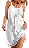 Sierry Womens Beach Cover Up Casual Beachwear Summer Sleeveless Short Mini Dress Off White