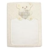 Copertina Culla Neonato in Tessuto Bolle a Rilievo Doppiato con Inserto Tela Aida per Punto Croce, Personalizzabile con Ricamo a punto croce, Regalo Nascita Originale, 74x93 cm (02 Panna)