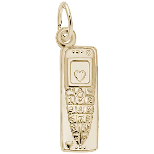 10k Yellow Gold Cell Phone Charm, Charms for Bracelets and Necklaces